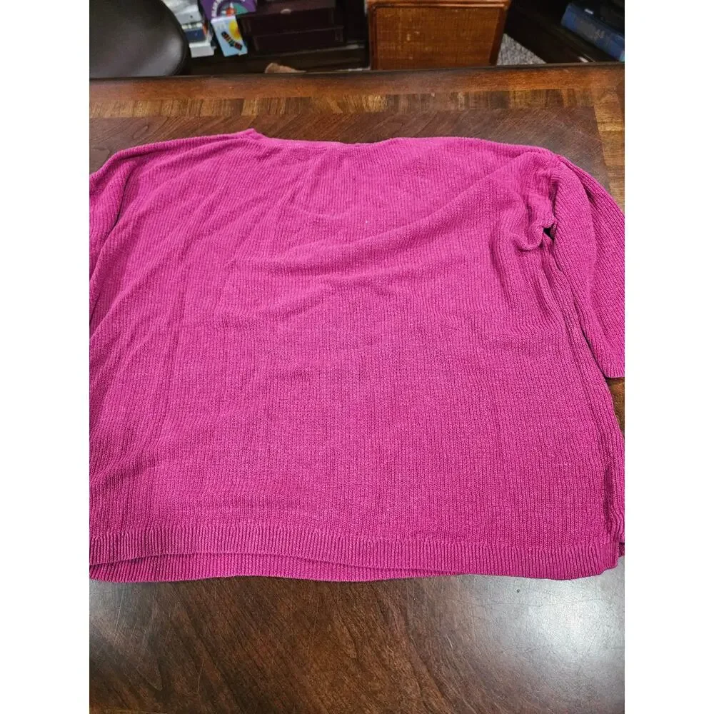 J. Jill Petite Pink Linen Blend Knit Tunic Sweater Top Pocket 3/4 Sleeve SP